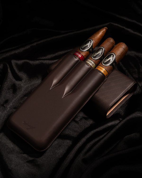 Davidoff Cigar Case Enjoyment (XL-3 / Brown Leather) + 3 Cigars